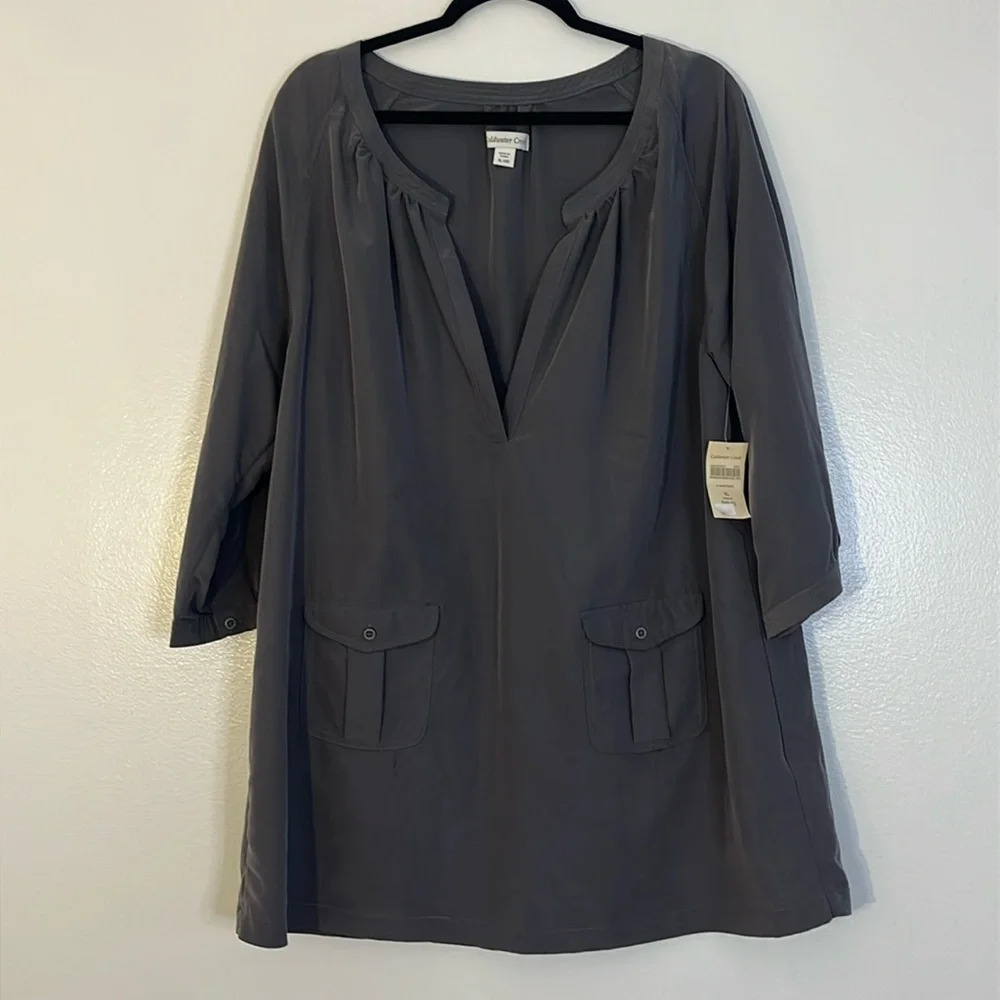 Coldwater Creek | New gray V-neck tunic top blouse Women’s size XL 18 modal